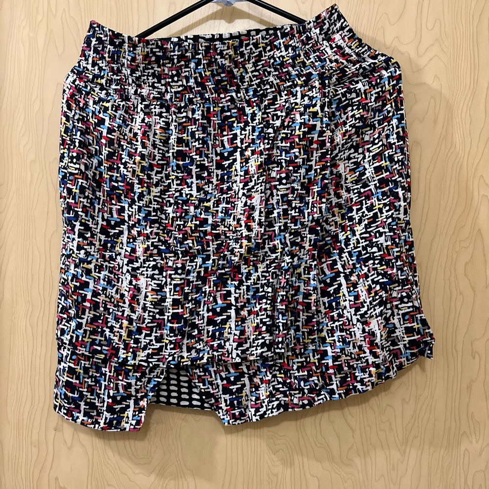 CAbi Blue and White Pleated Pencil Skirt